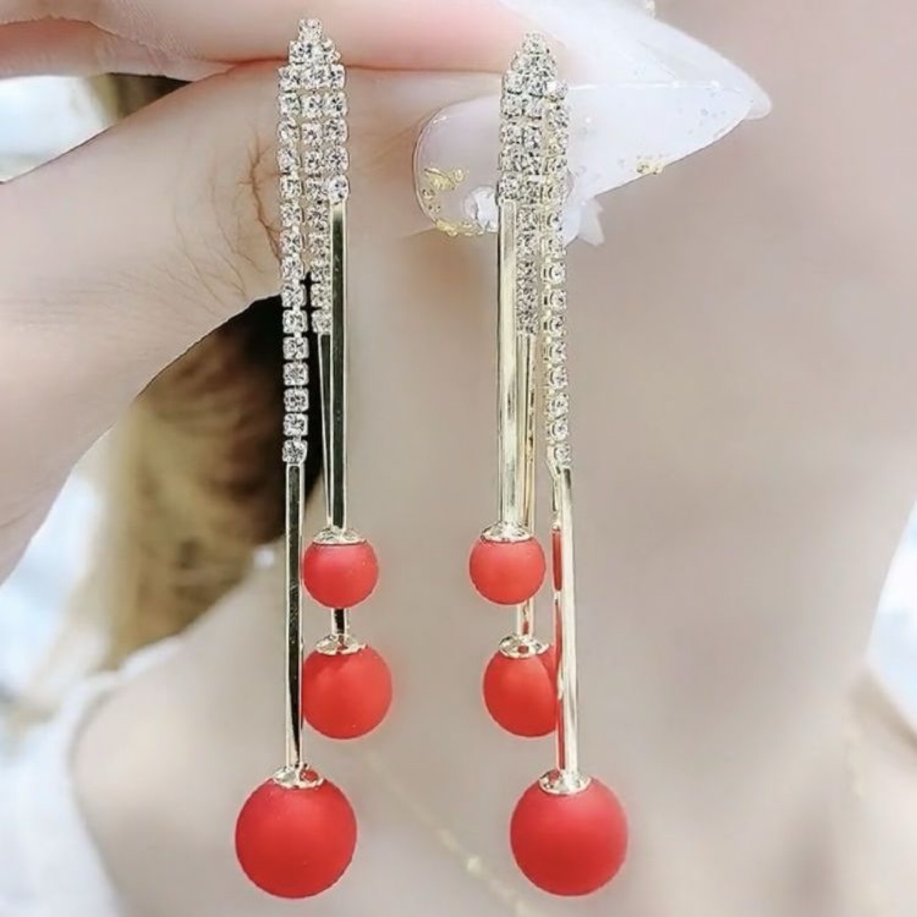 氣質百搭珍珠流蘇耳環