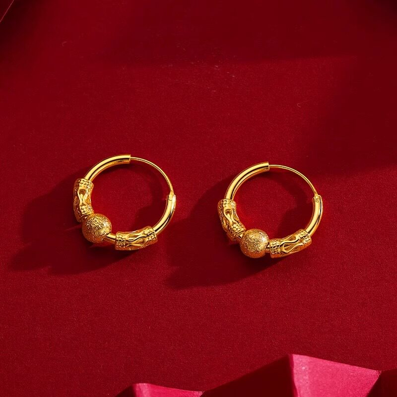 轉運珠金色圈圈耳環