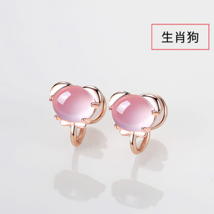 十二星座高級玫瑰金無耳洞耳夾