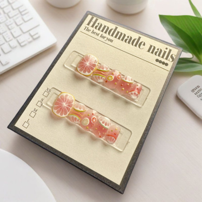 穿戴甲 | 粉色檸檬夏日美甲