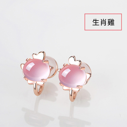 十二星座高級玫瑰金無耳洞耳夾