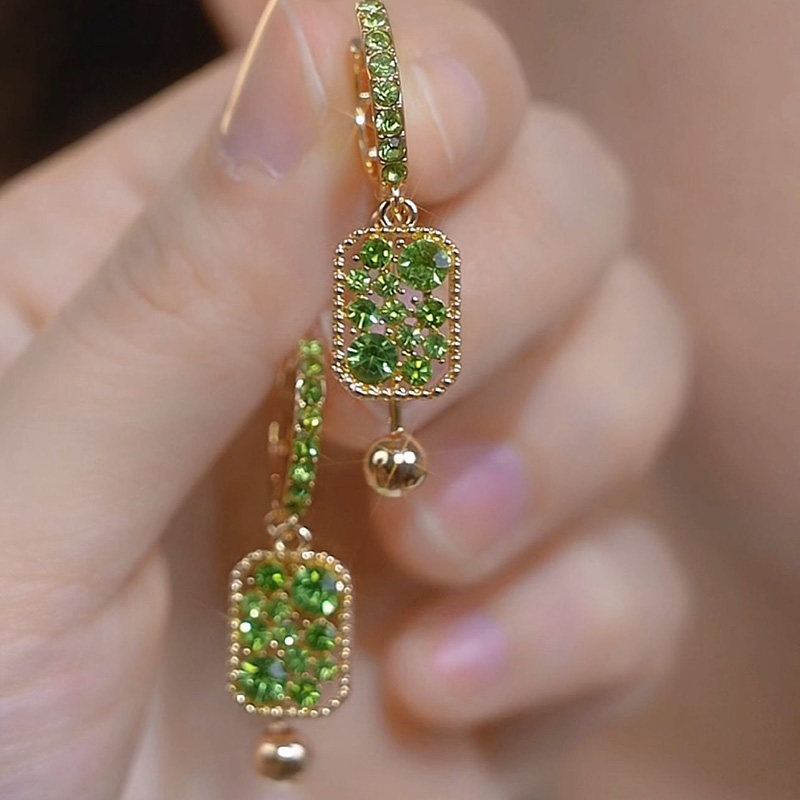 滿鑽方形水晶耳環（3色）