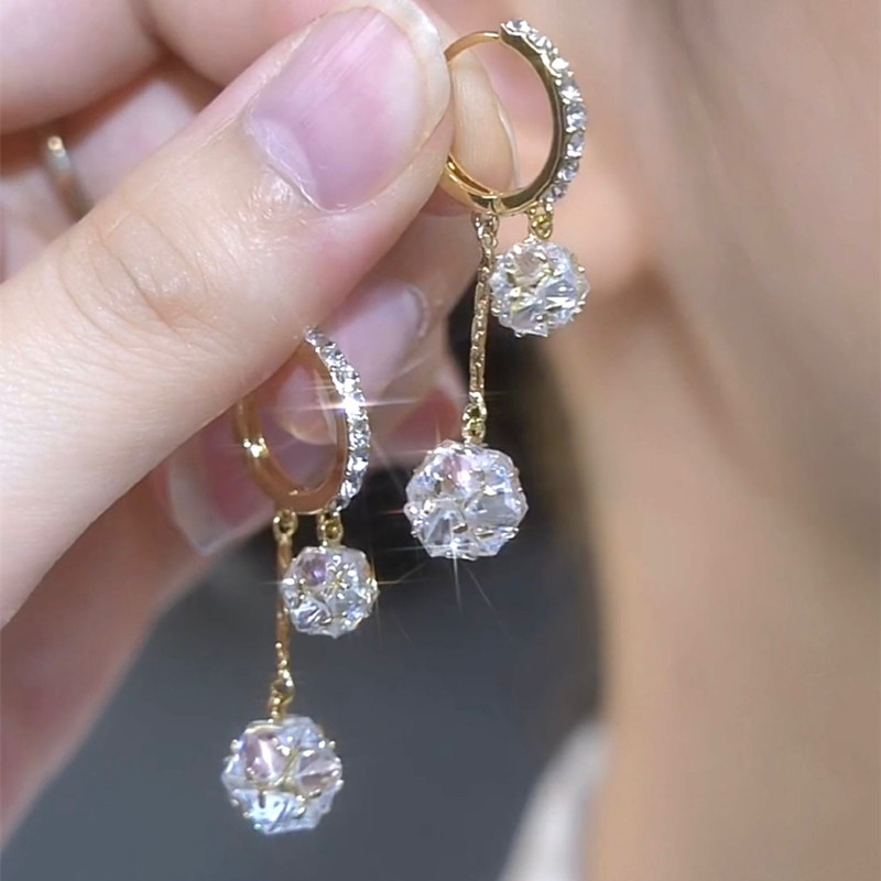 紫色鋯石氣質滿鑽耳環  