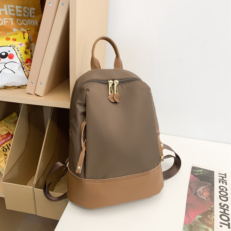 時尚輕便牛津布配真皮雙肩包