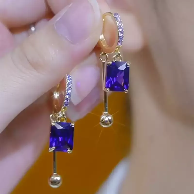 紫色鋯石氣質滿鑽耳環