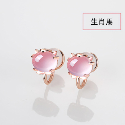 十二星座高級玫瑰金無耳洞耳夾