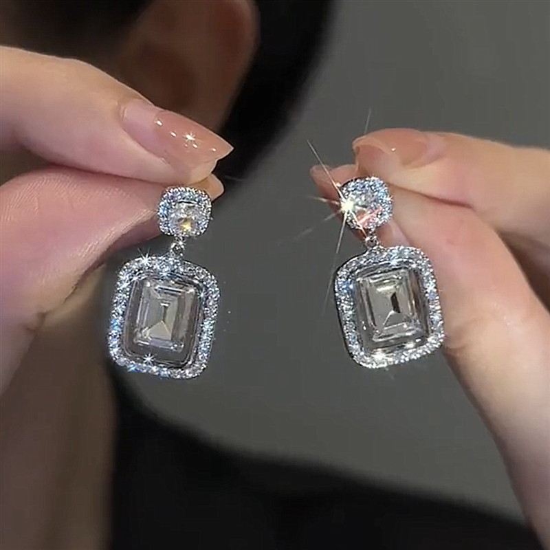 大方塊銀色氣質耳環