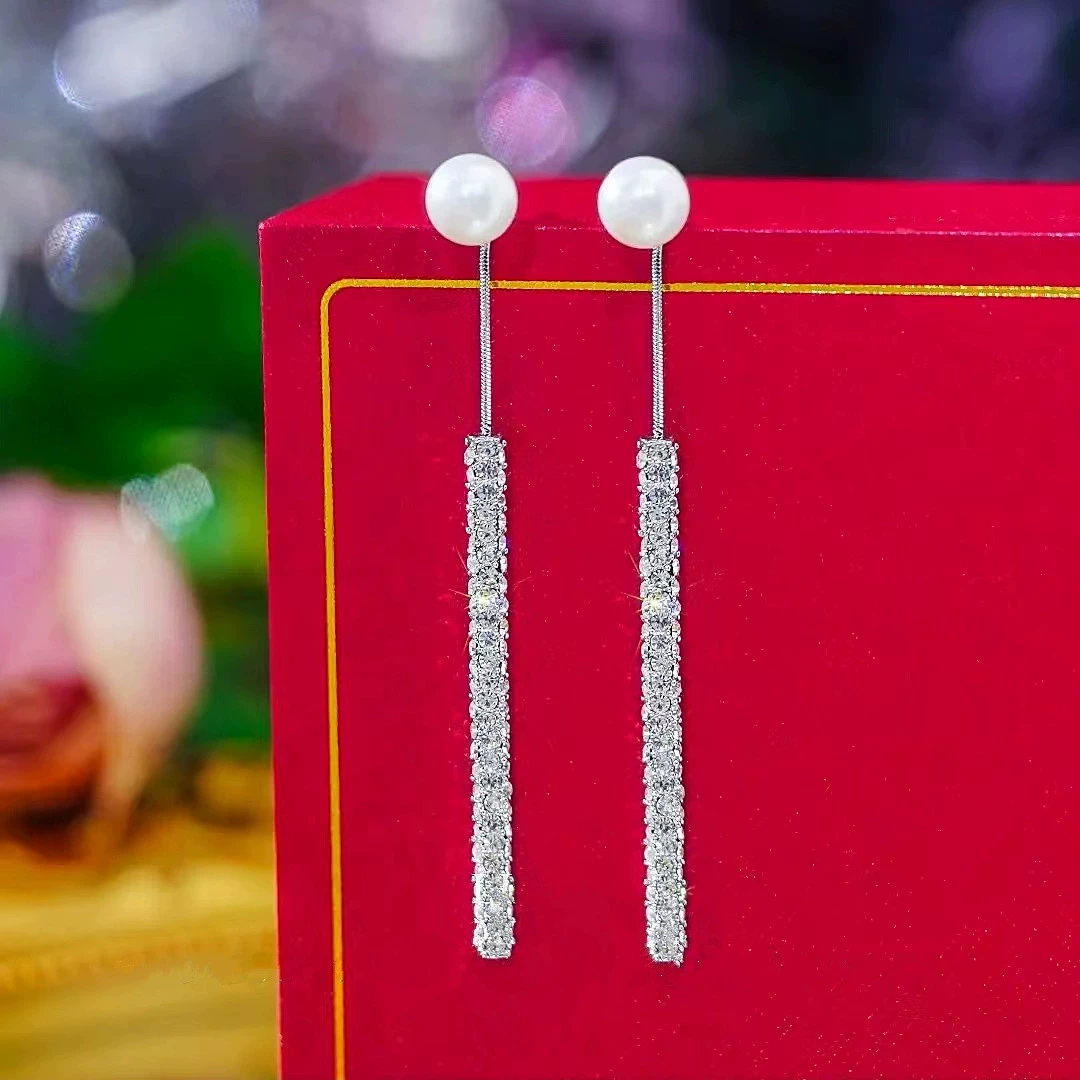 滿天星珍珠流蘇耳環