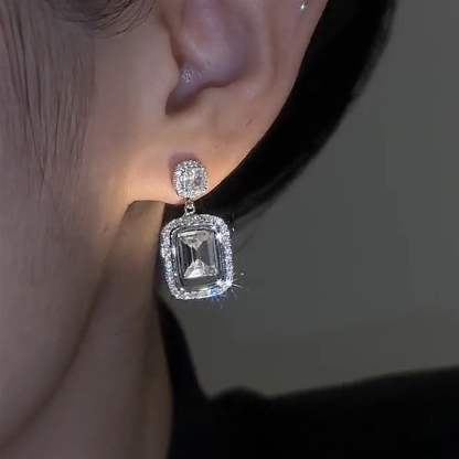 大方塊銀色氣質耳環