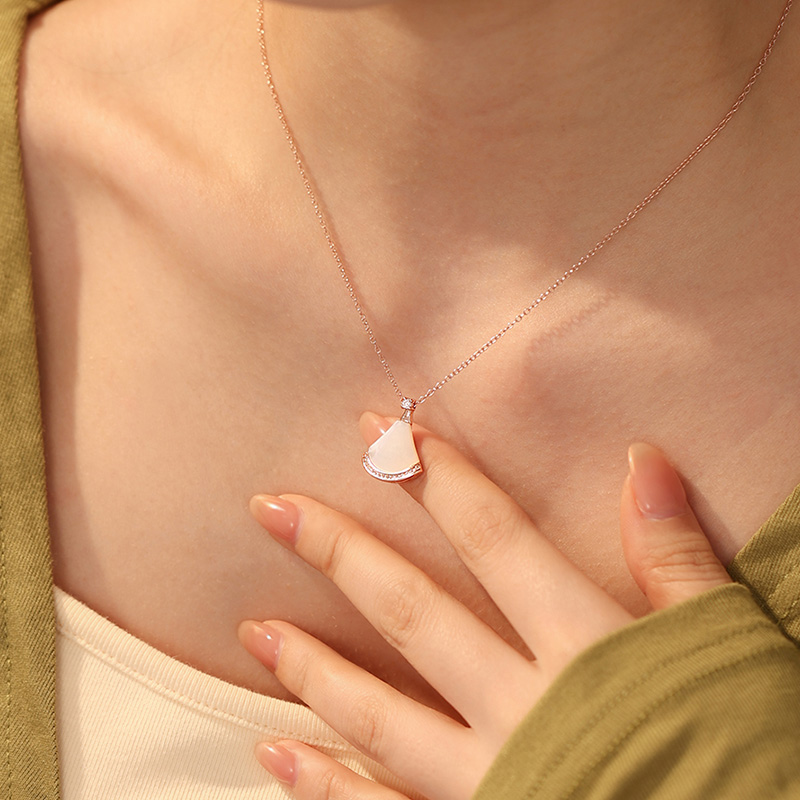 新款小裙子白貝母純銀項鍊