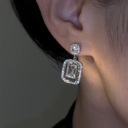 大方塊銀色氣質耳環