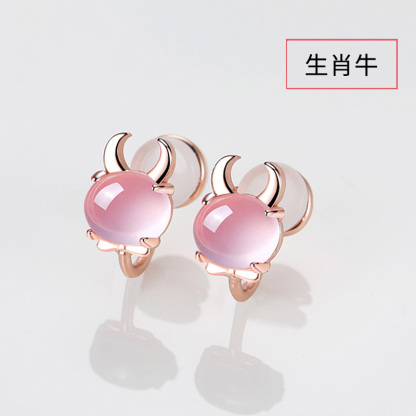 十二星座高級玫瑰金無耳洞耳夾