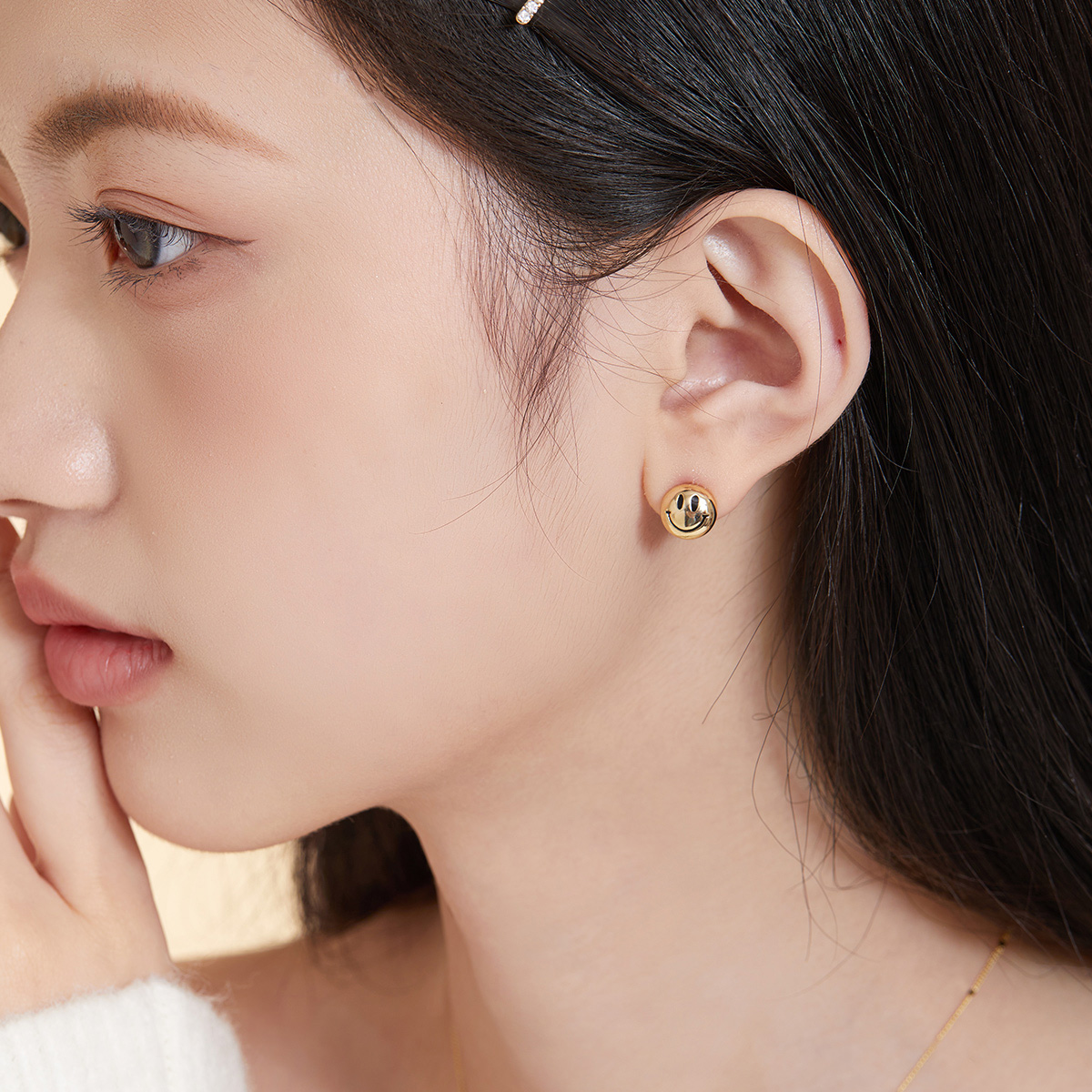 金屬笑臉簡約小巧耳環