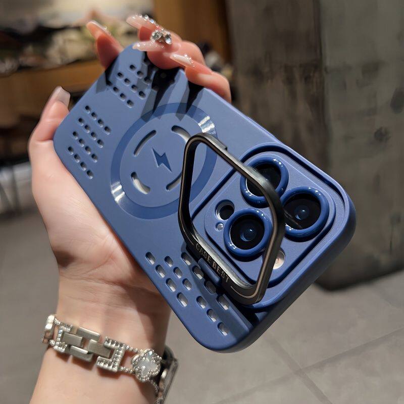 新款散熱鏤空點透氣磁吸蘋果保護殼