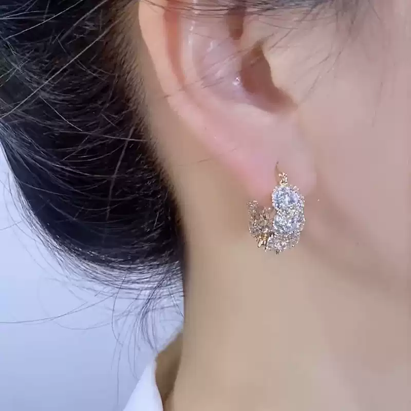 氣質鋯石圈圈耳環