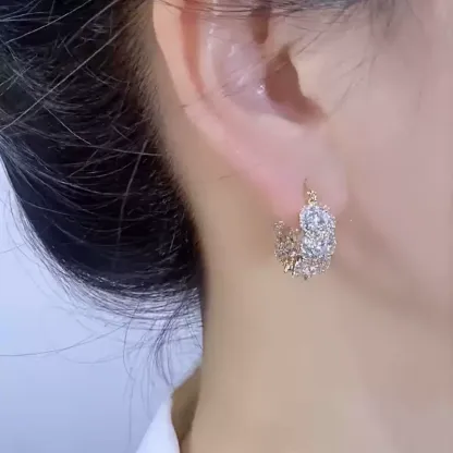 氣質鋯石圈圈耳環