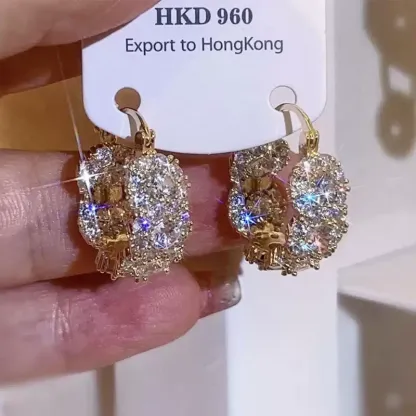 氣質鋯石圈圈耳環