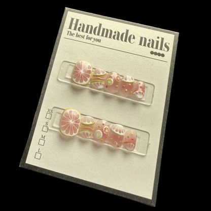 穿戴甲 | 粉色檸檬夏日美甲