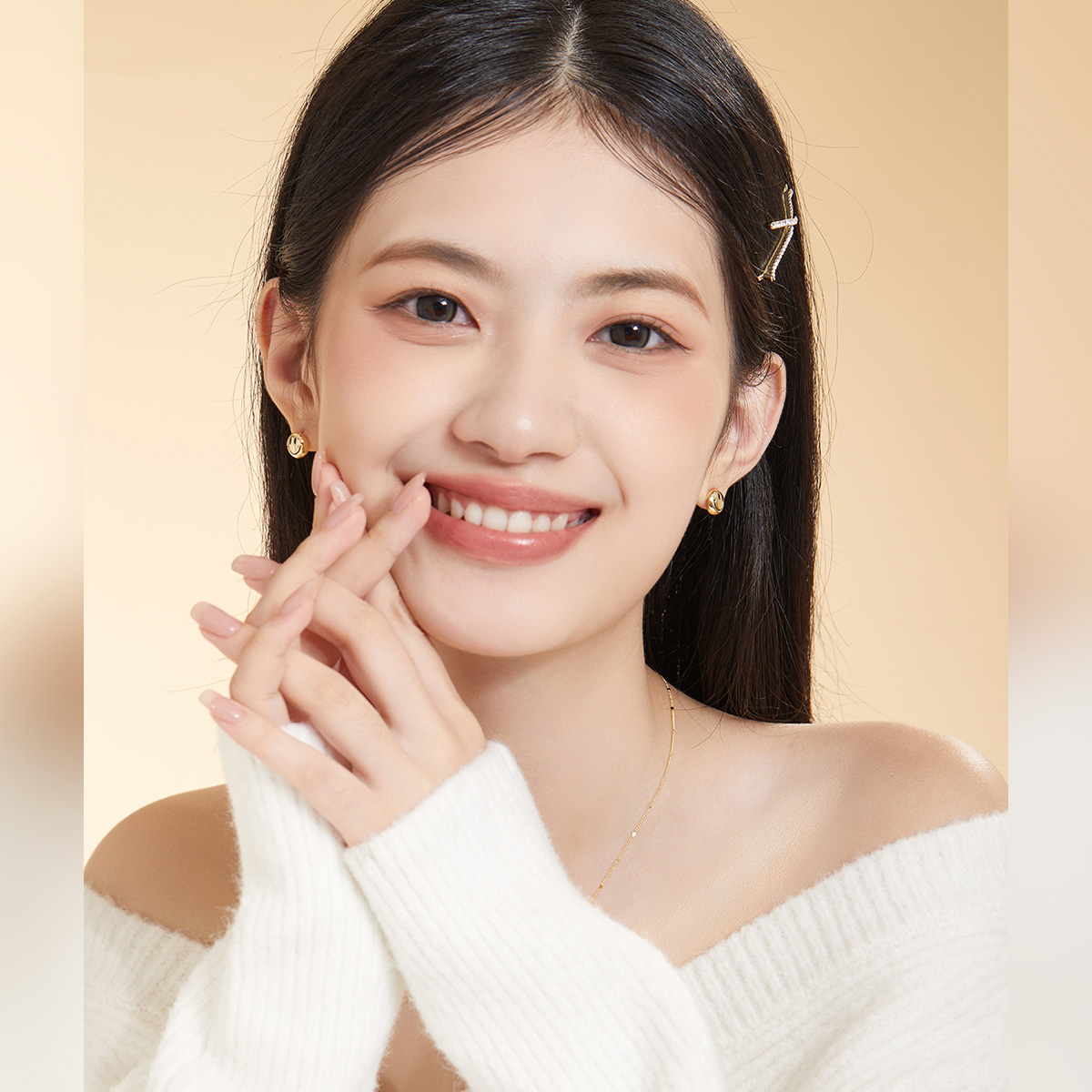 金屬笑臉簡約小巧耳環