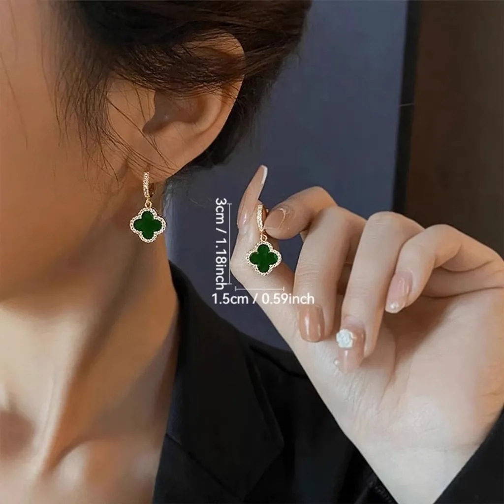 幸運草造型閃鑽耳環