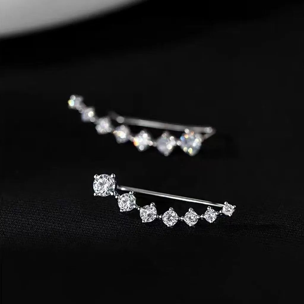 超閃一排式排鑽弧形鋯石耳環