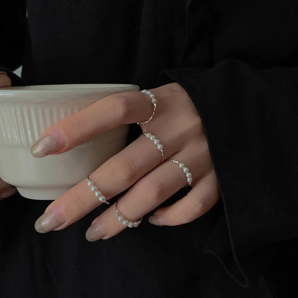 清冷感日系珍珠戒指