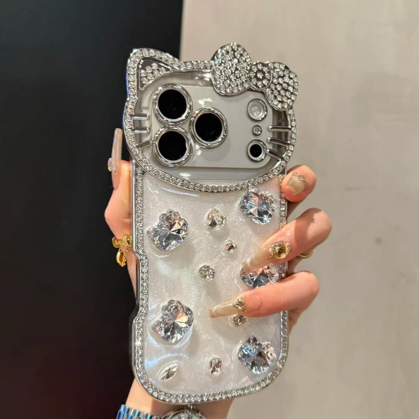 全包閃鑽立體貓咪手機保護殼