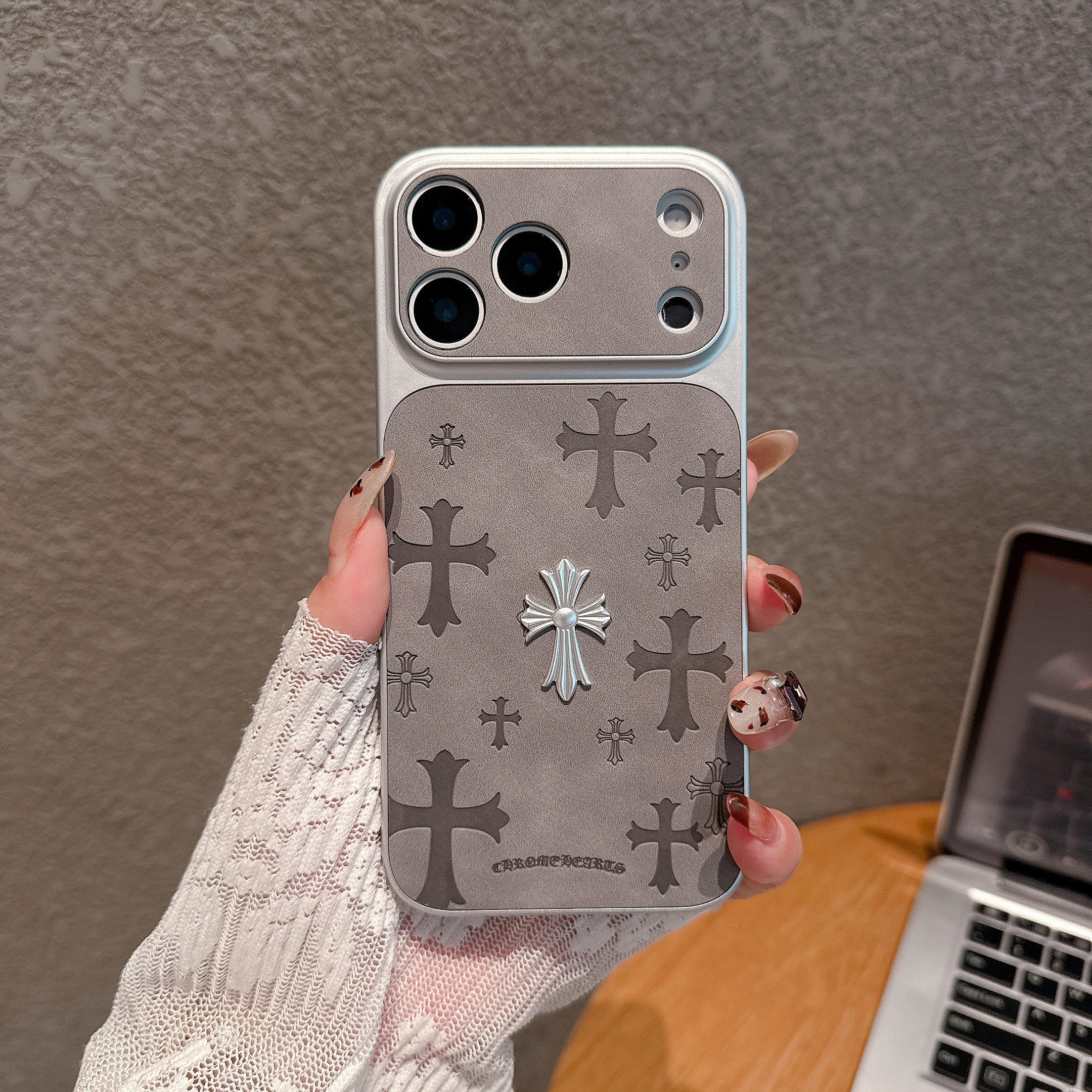 金屬立標克羅心iphone蘋果保護殼