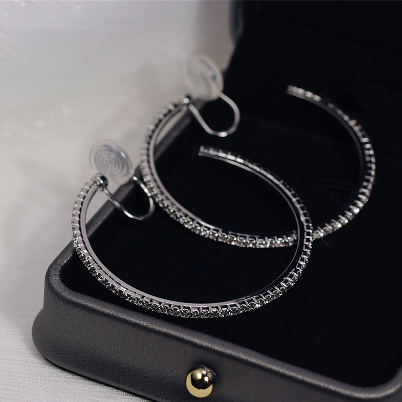 閃鋯大耳圈無耳洞夾式耳環