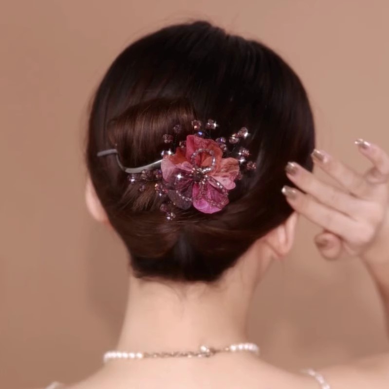 日韓花朵網紗髮夾