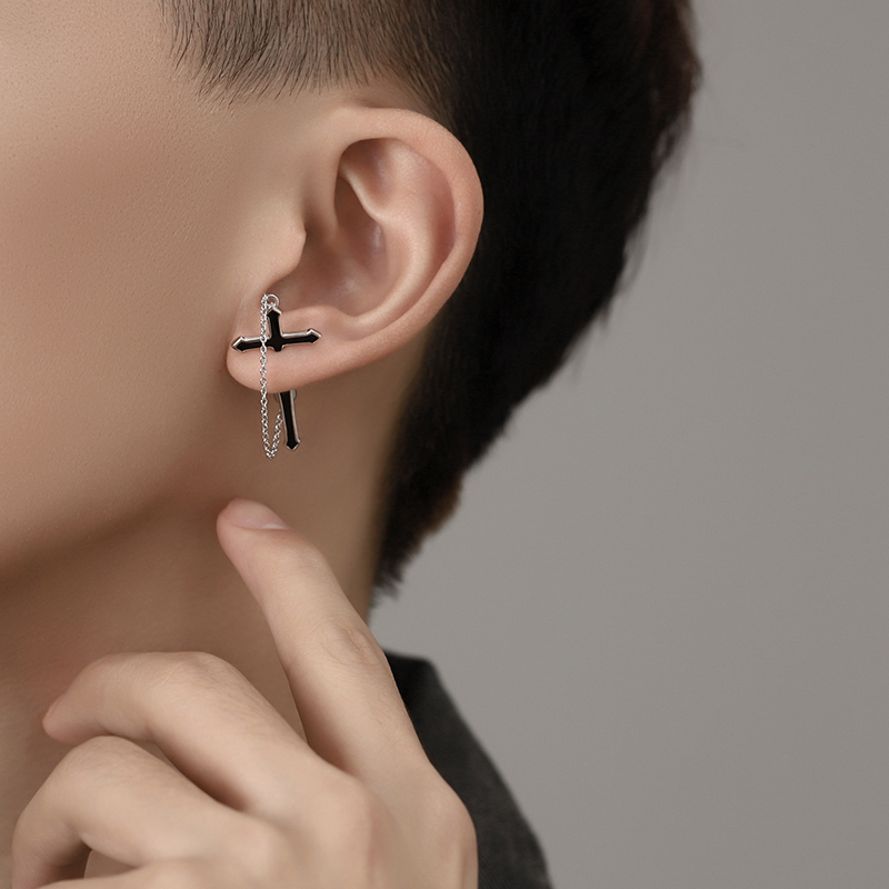 個性十字架潮男耳環