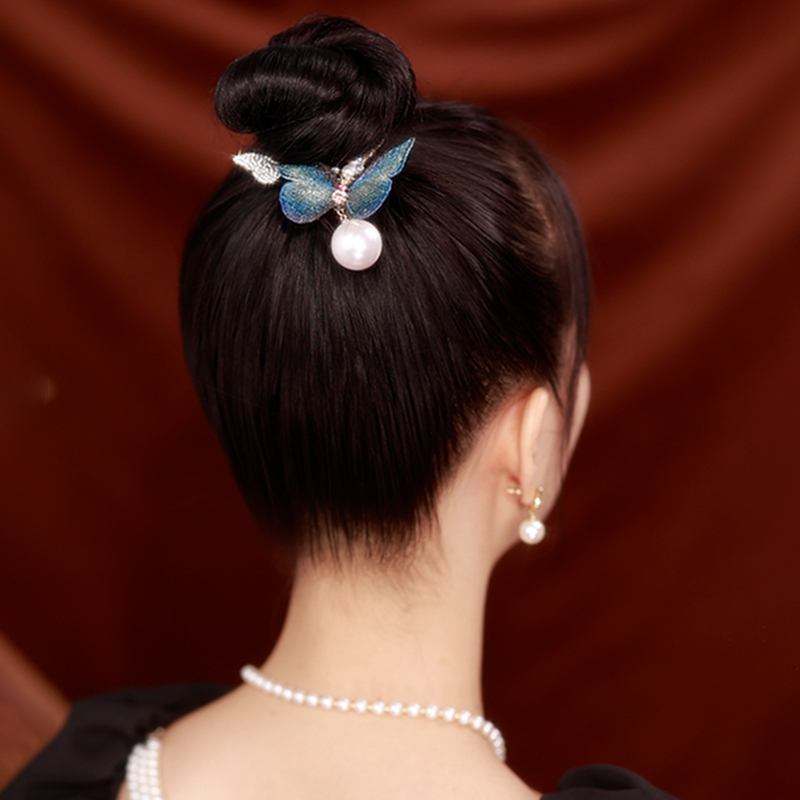 珍珠蝴蝶盤發神器髮夾