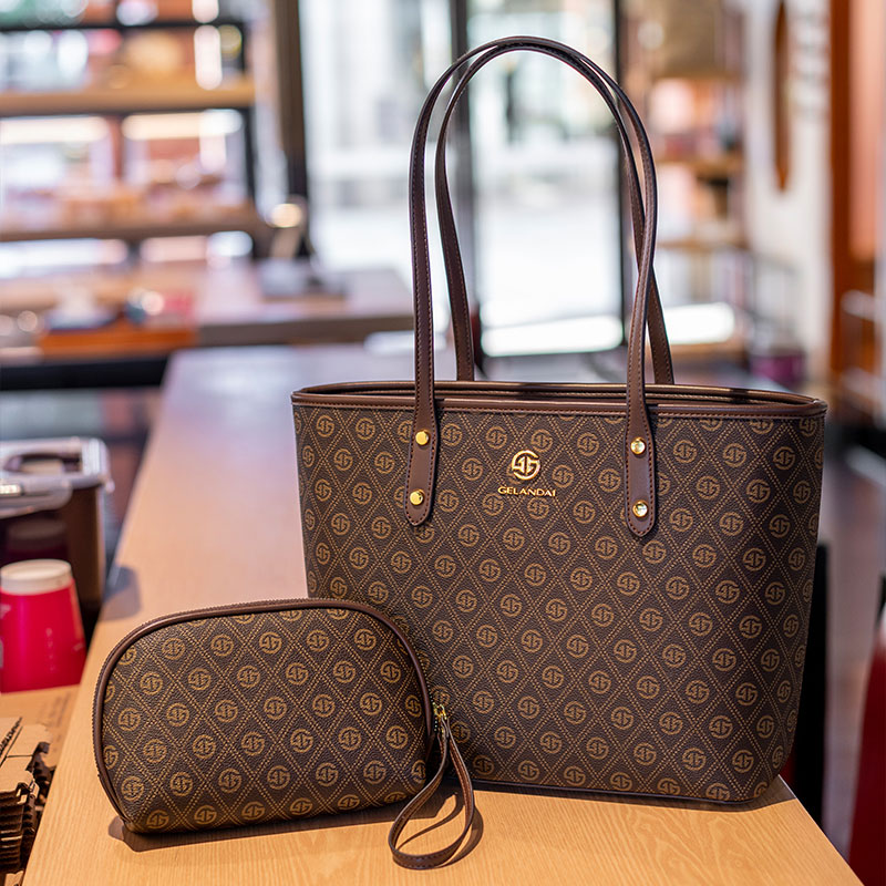 氣質時尚印花通勤大容量托特包