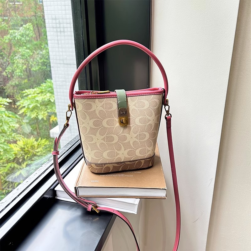 水桶包真皮大容量印花手提包