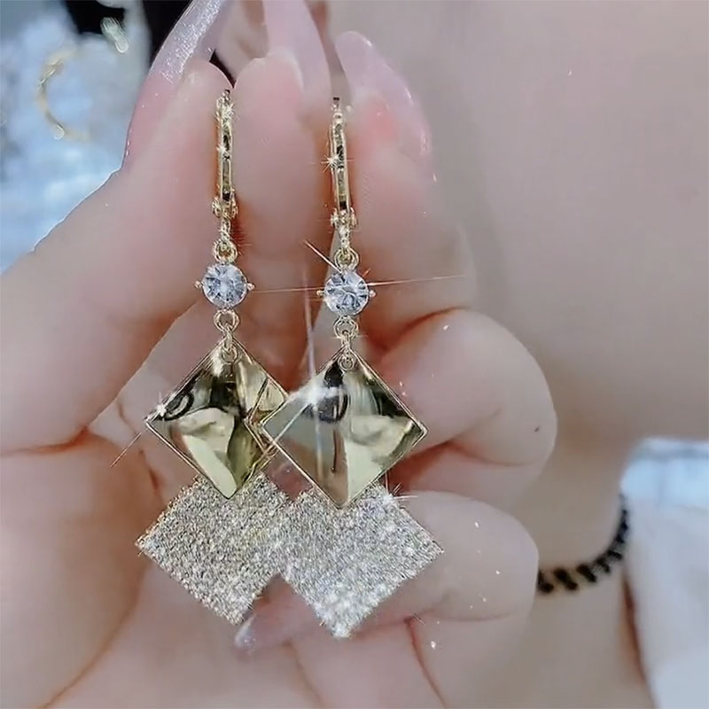 簡約幾何滿鑽耳環