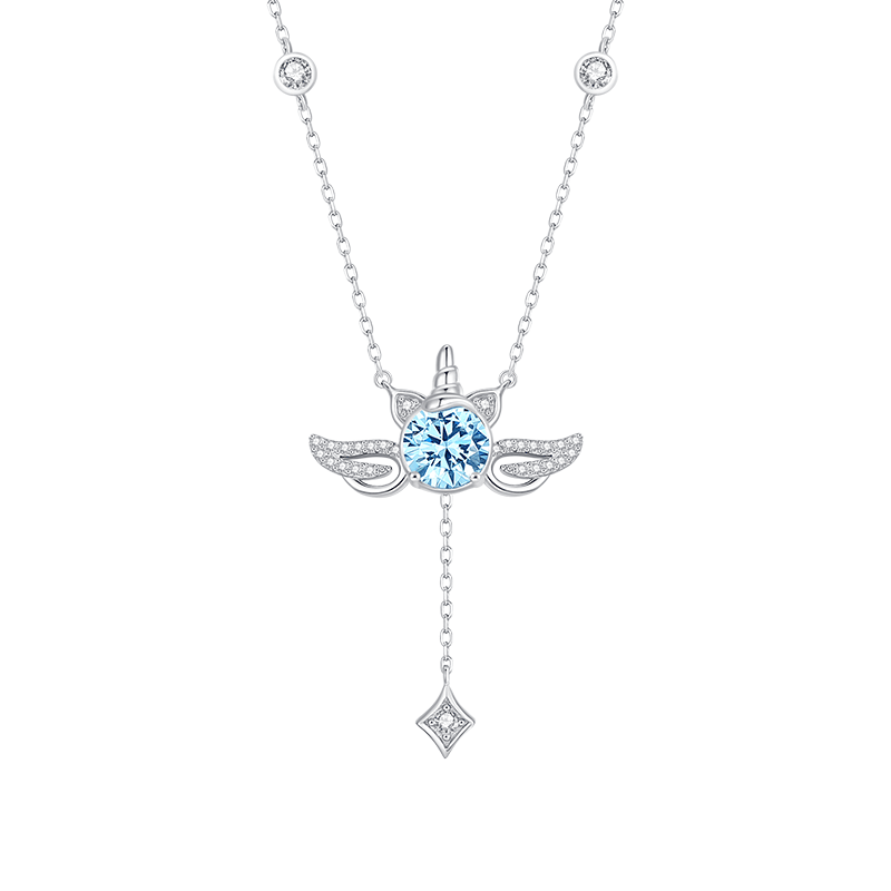 夢幻獨角獸銀項錬 丘比特之心翅膀