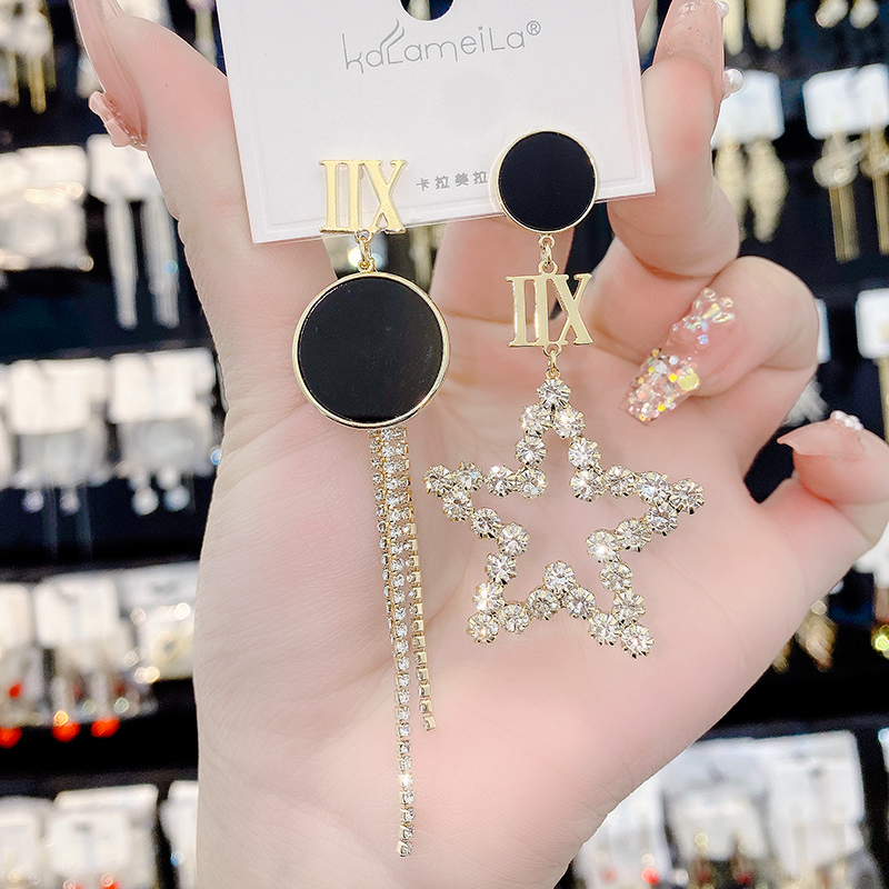 AB款五角星耳環不對稱設計