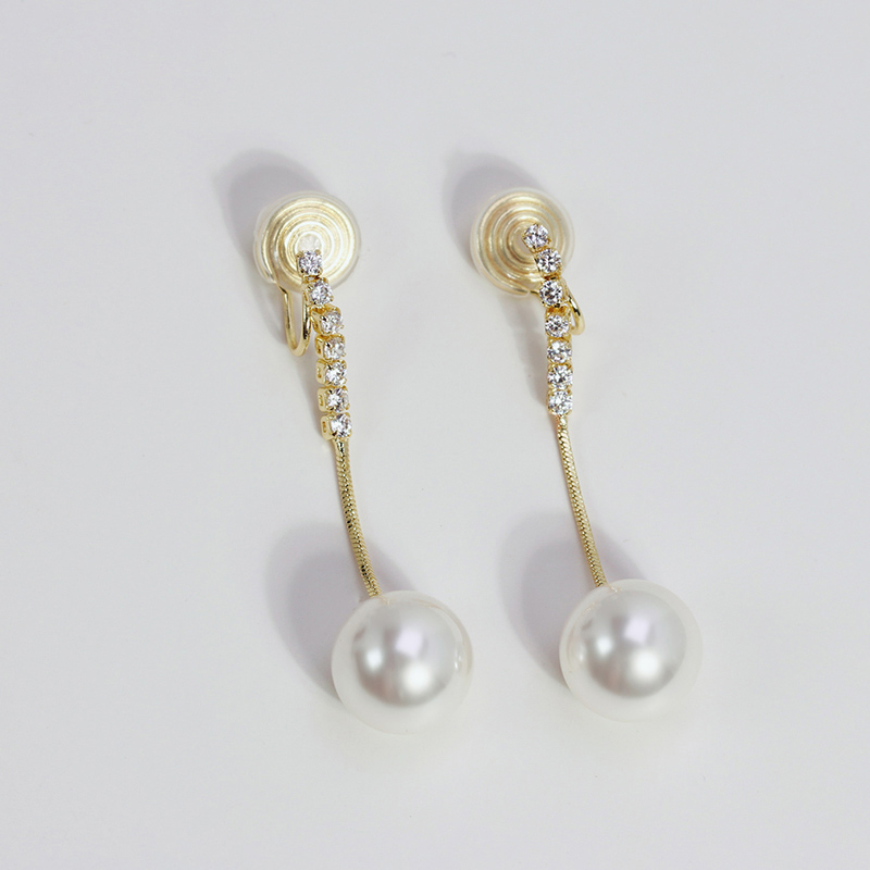 珍珠流蘇 • 夾式耳環