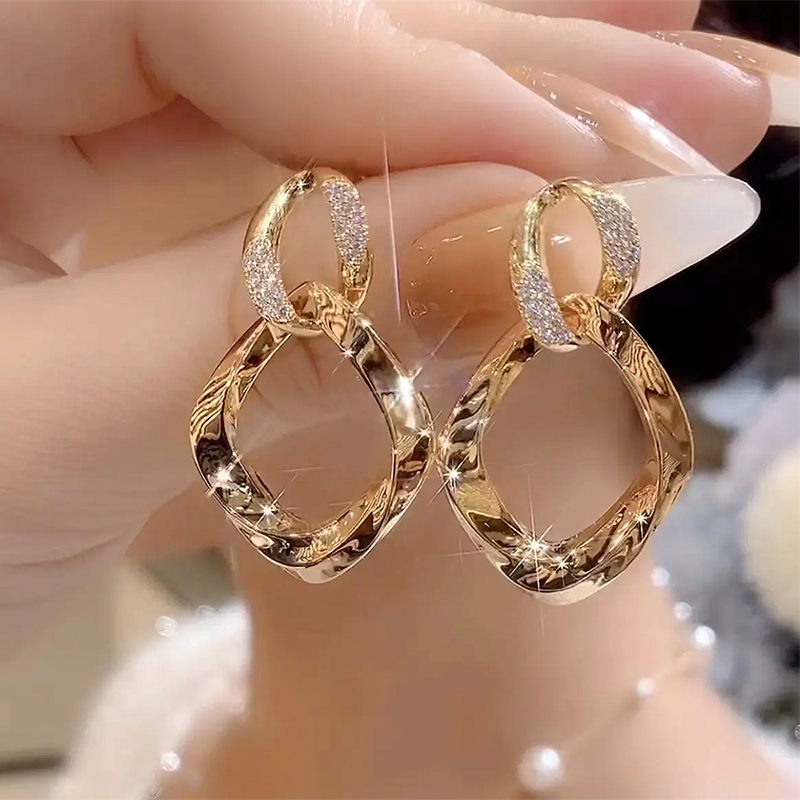 莫比烏斯耳環 鏤空幾何菱形耳環