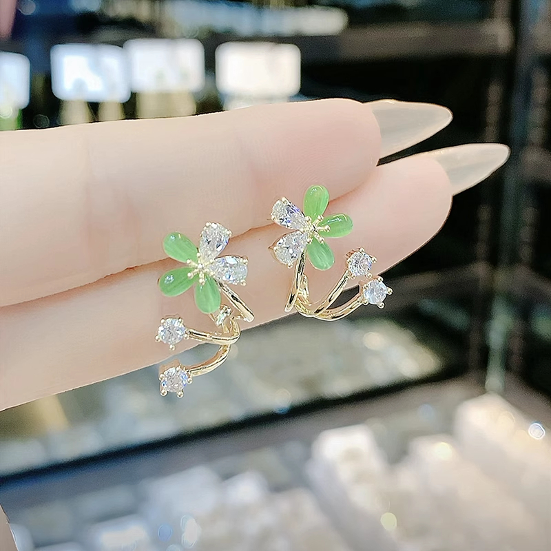 [Copy]高級貓眼石花朵耳環 