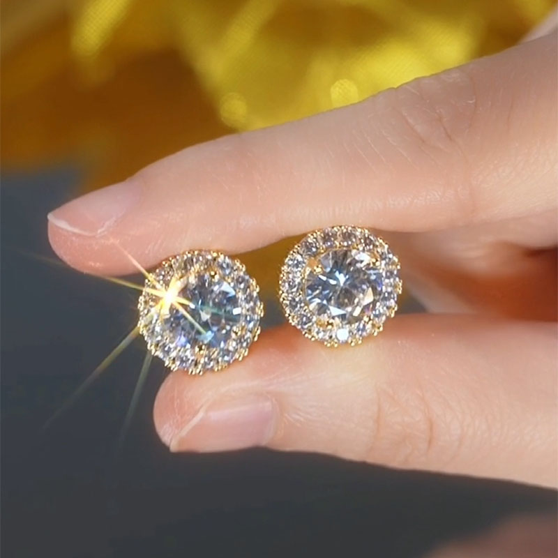 一克拉莫桑鑽耳環  