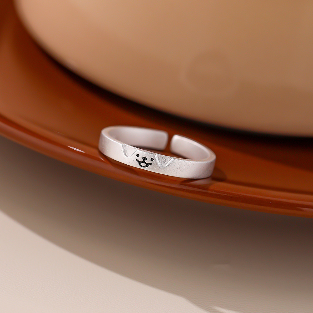 純銀貓咪小狗情侶戒指