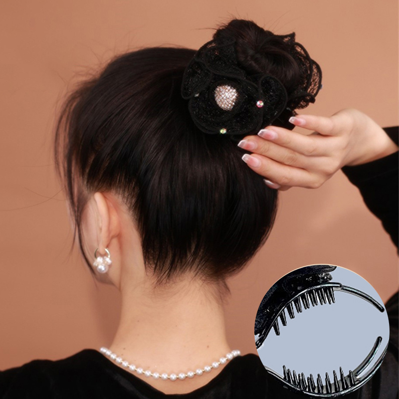 蕾絲花苞盤髮抓夾髮夾