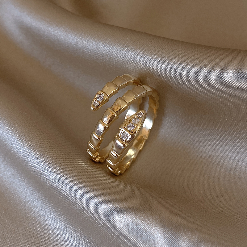 輕奢精緻蛇形開口戒指