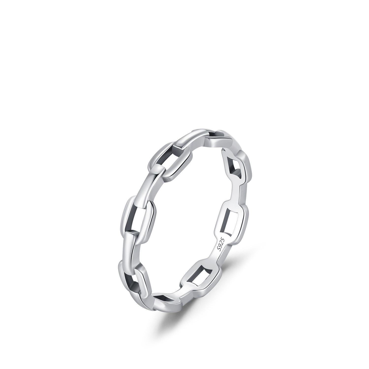 S925純銀復古鏤空錬扣百搭戒指