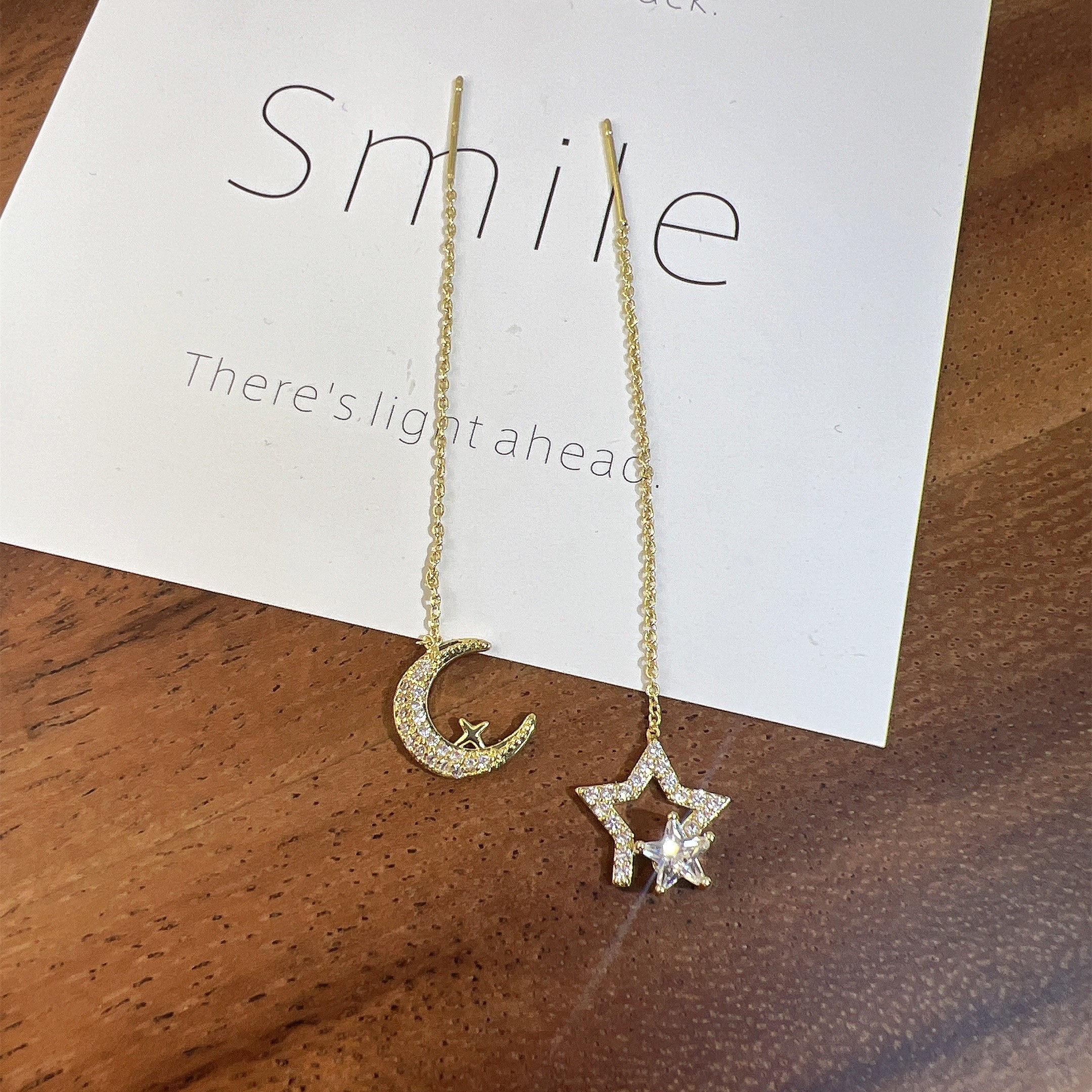 星月金色流蘇耳線耳環