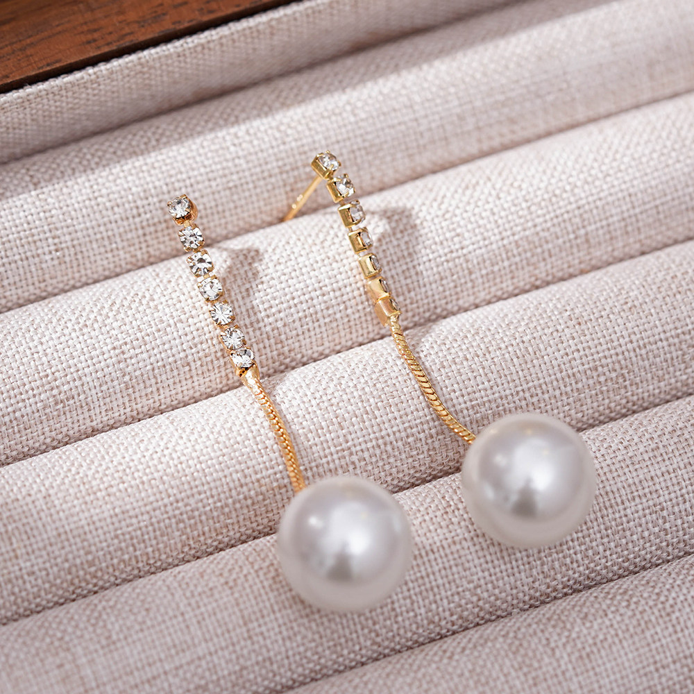 吊墜珍珠流蘇耳環