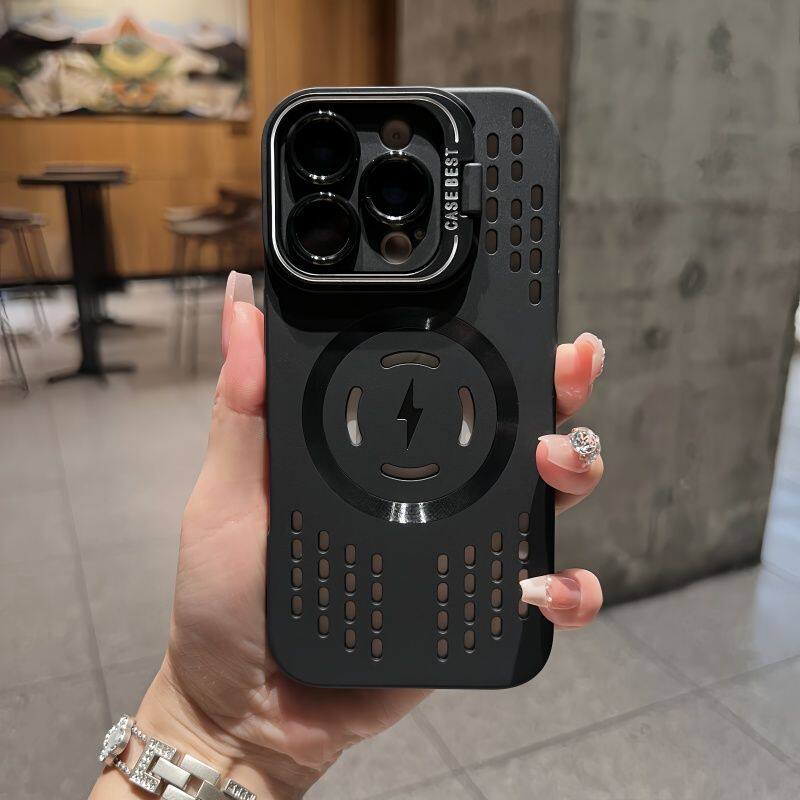 新款散熱鏤空點透氣磁吸蘋果保護殼