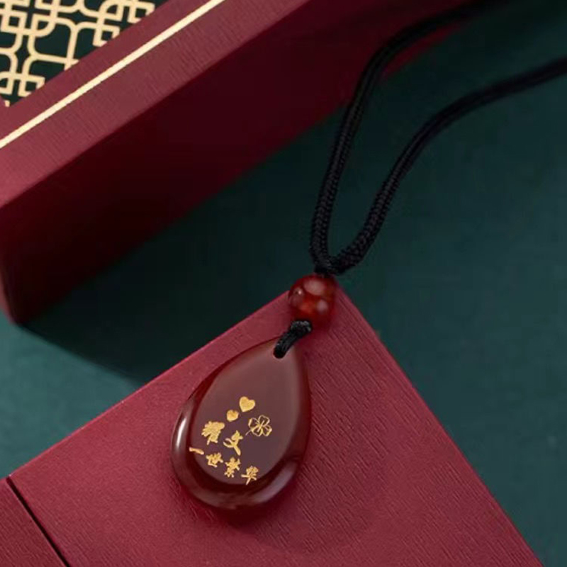 紅瑪瑙水滴款DIY情侶幸運項錬