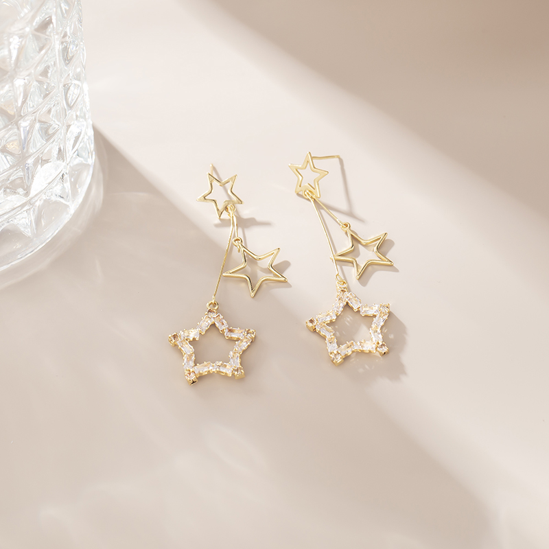 超閃五角星長款耳環